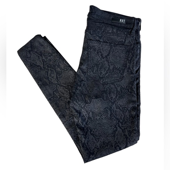 KUT From The Kloth Fab AB Ankle Skinny Snakeskin Print Jeans Size 6 LIKE NEW - Picture 1 of 9